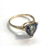 10k Gold stone set ring weight 2.4 blue Irridescent stone, as shown good condition, ring size O