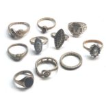 Collection of 10 vintage silver ring