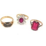 3 Vintage stone set 9ct dress rings, total approximate weight 9.6g