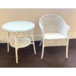 Lloyd loom chair and side table