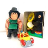 Vintage Chimpee Drummer battery operated toy Japan with box, Original Noddy with car and PG Tips