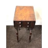 Early Victorian drop leaf sewing table, good antique condition, approximate measurements: Height: 26