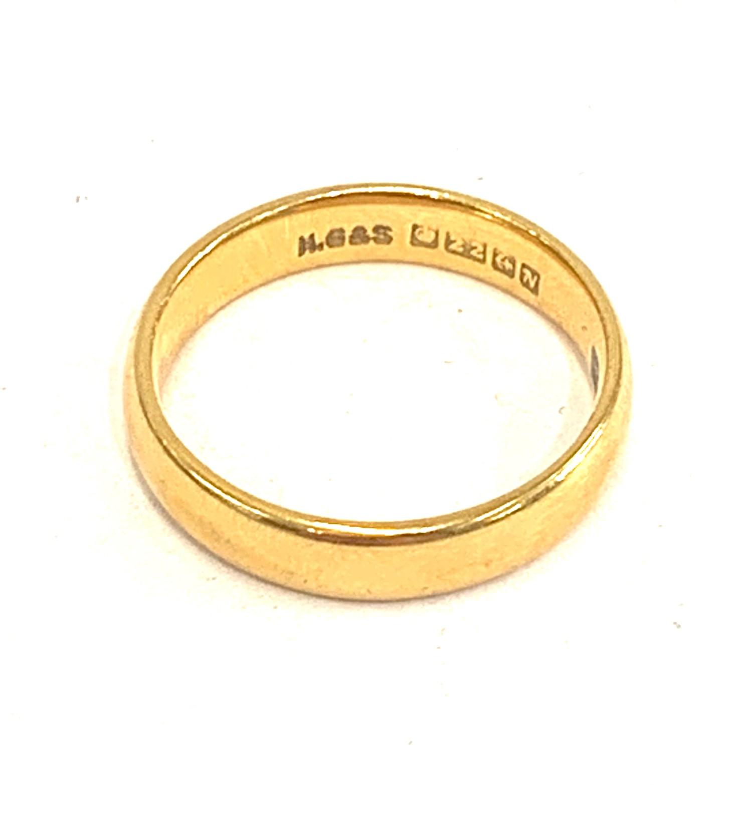 22ct Yellow gold plain fidelity band, approximate weight 3.6g
