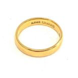 22ct Yellow gold plain fidelity band, approximate weight 3.6g