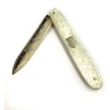 Antique silver and mother of pearl fruit knife Sheffield silver hallmarks good condition
