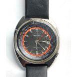 Vintage Seiko world time chronograph automatic gents wristwatch the watch winds and ticks but no