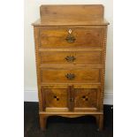 Arts and crafts , Ornate cabinet inlaid, with 3 drawers top draw pull down feature, 2 cupboards,