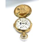 Antique 18ct gold quarter repeating antique full calendar & Moon phase pocket watch in working orger