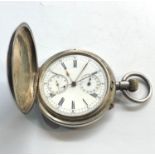 Victorian centre second chronograph silver pocket watch full hunter case named the Ascot pantent