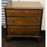 3 Drawer mahogany small chest of drawers, approximate measurements: Width 72 inches, Height 76
