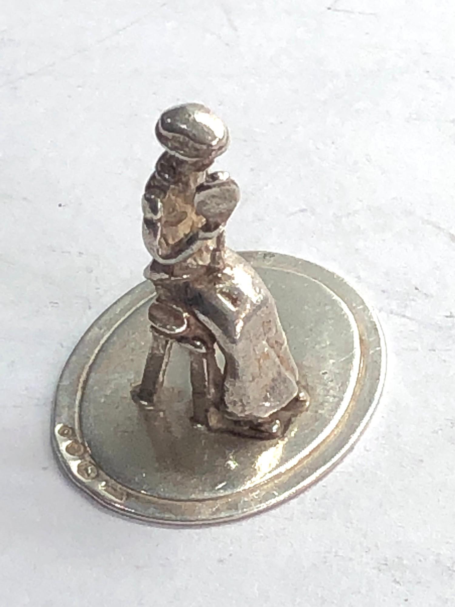 Dutch silver miniature girl looking into a mirror dutch silver sword hallmark please see images - Image 2 of 3