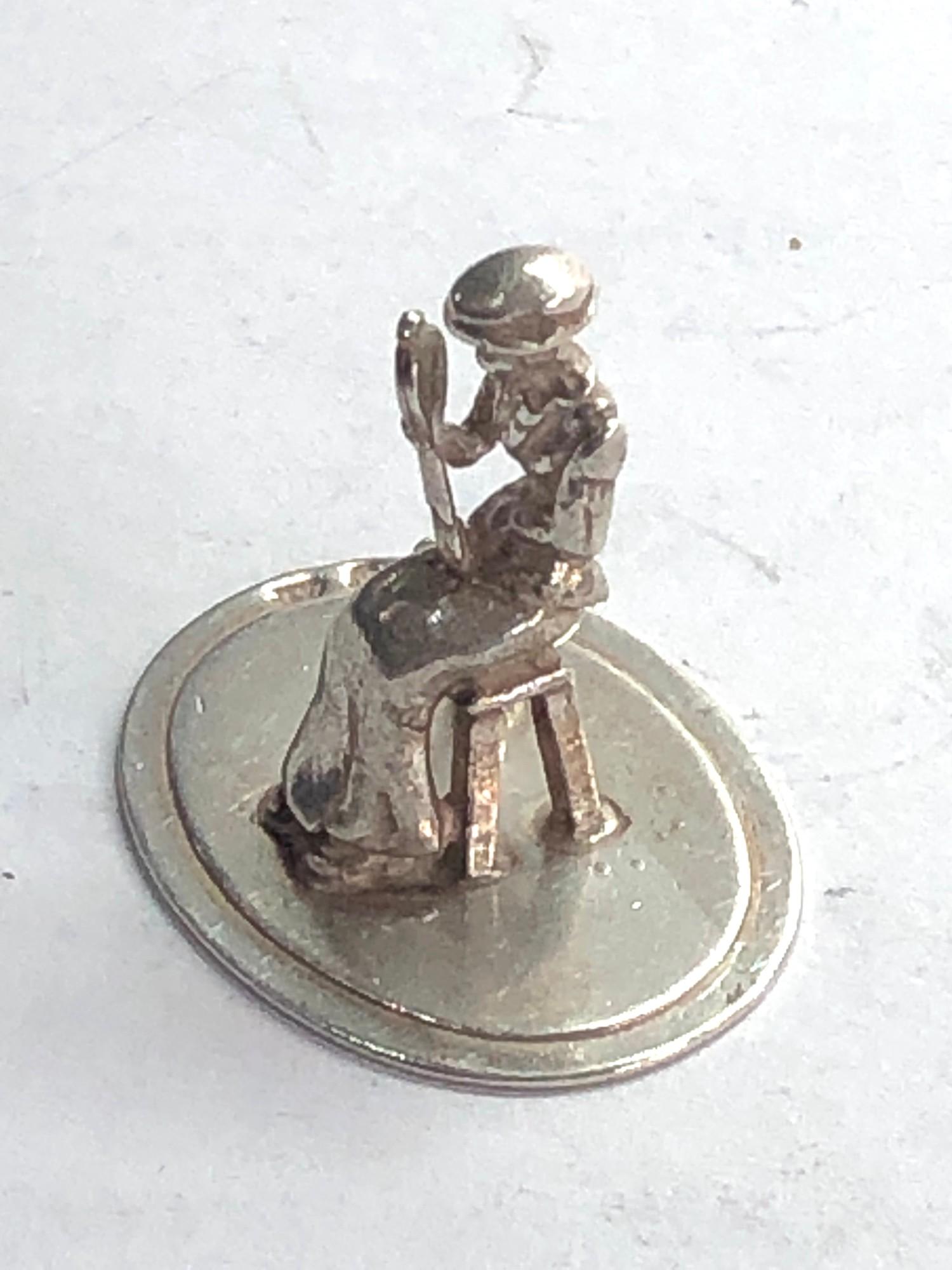 Dutch silver miniature girl looking into a mirror dutch silver sword hallmark please see images