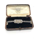 Art deco diamond cocktail watch diamond set in platinum with a 9ct white gold strap total weight