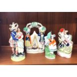 Selection of 4 19th century Staffordshire figures, all in overall good condition, age related