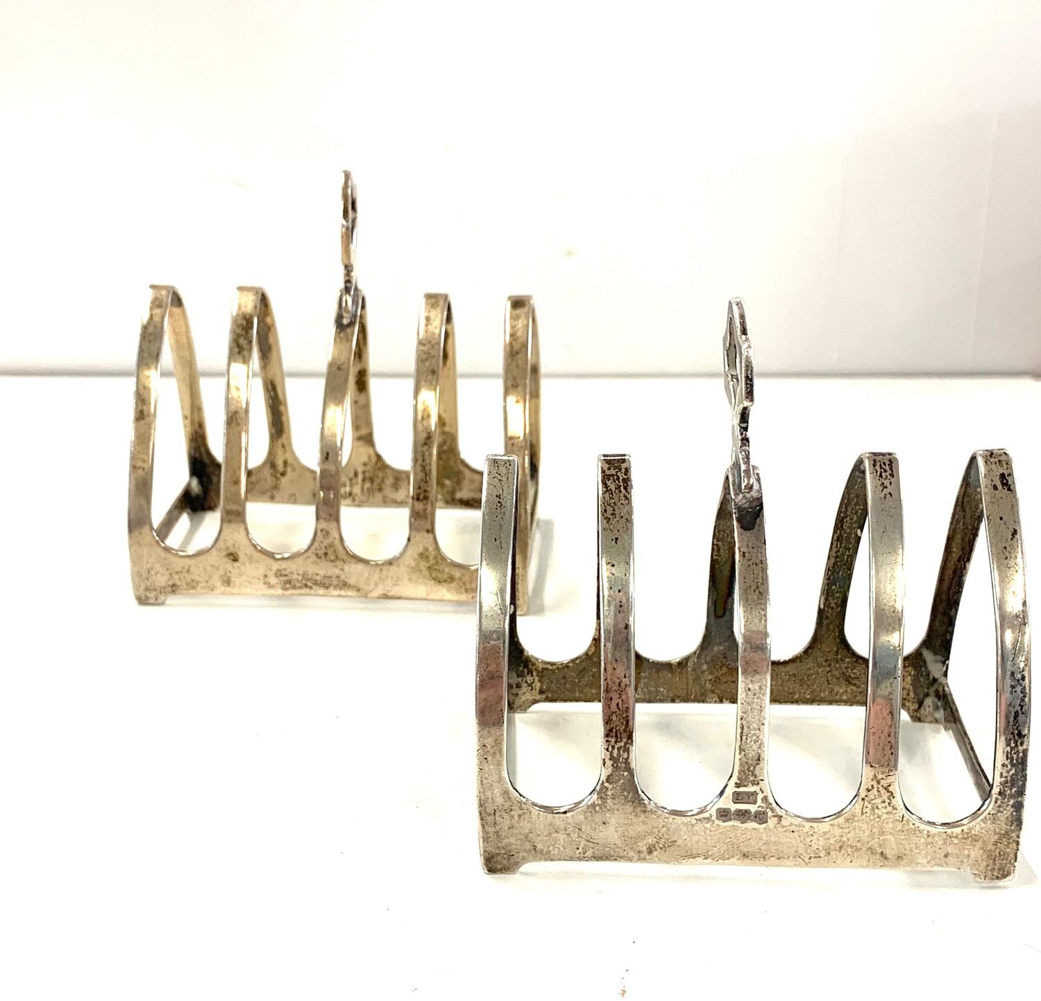 Pair of hallmarked silver toast racks - Image 3 of 3