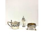 Antique silver mustard pot salt and pepper please see images for details total weight 270g including