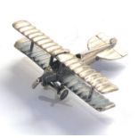 Vintage Dutch silver miniature bi plane dutch silver hallmarks please see images for details
