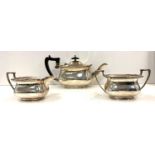 3 piece silver tea service Sheffield silver hallmarks weight 653g