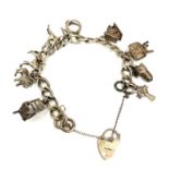 Vintage silver charm bracelet weight 42g