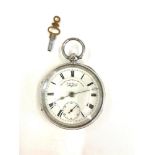 Hallmarked Chester silver cased gents fusee pocket watch silvered dial untested