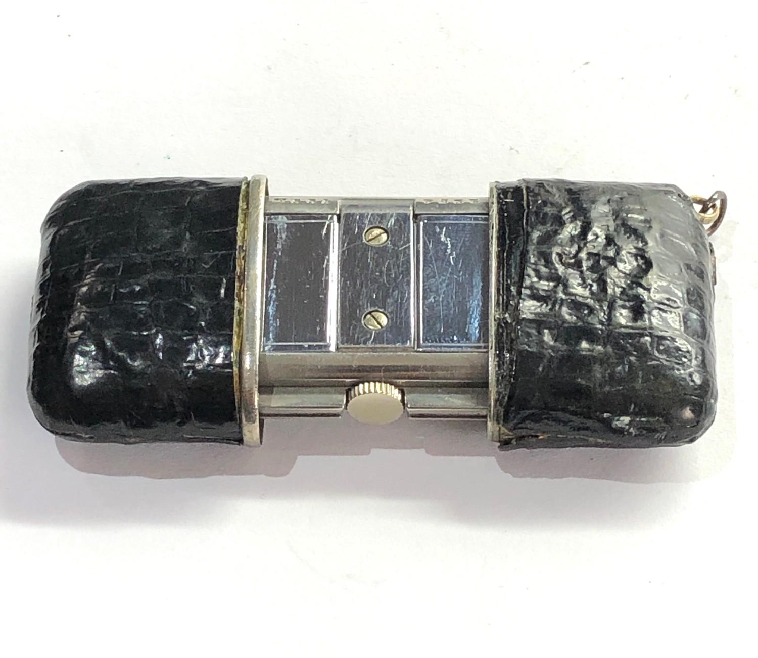Movado purse watch black leather case the centre second watch is in good working condition shown - Image 3 of 7