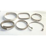 Selection of 6 vintage silver bangles weight 84g