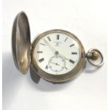 Antique silver full hunter Rotherhams London pocket watch balance spins but watch keeps winding so