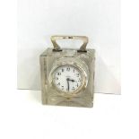 Antique silver mounted glass 8 day clock London silver hallmarks 1911