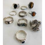 10 vintage silver dress rings weight 63