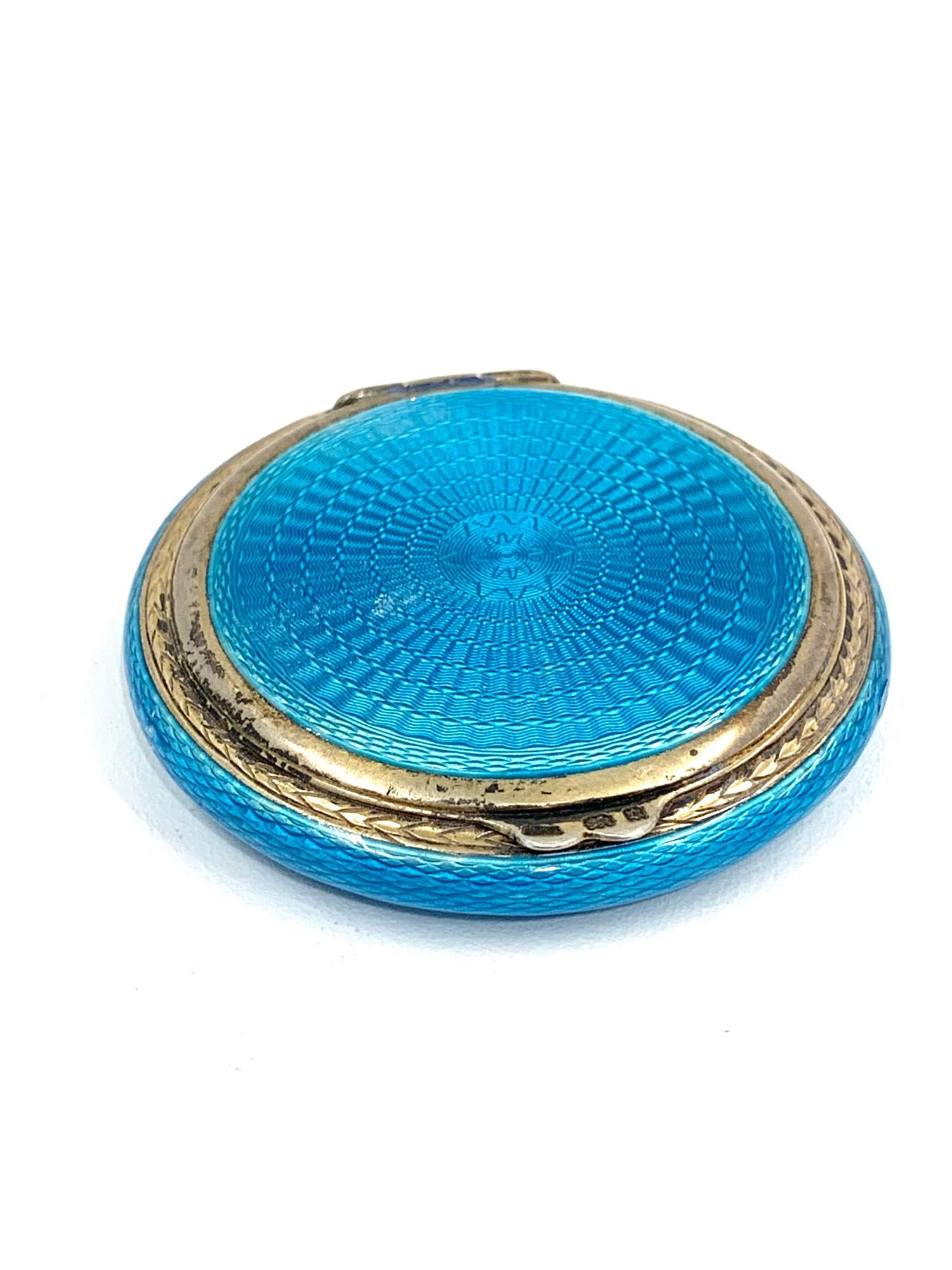 Antique silver and blue enamel compact - Image 2 of 4