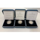 3 boxed silver proof one pound coins