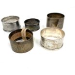 Collection of silver napkin rings please see images for details weight approx 100g