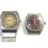 2 Vintage gents wristwatches waltham and Edox both are ticking heads only sold as parts spares or