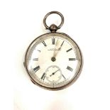 Antique silver Waltham pocket watch winds and ticks but no warranty given