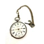 Silver fusee pocket watch by George Flett Kirkwall non working order comes on metal watch chain