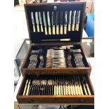 Large canteen of Mappin and Webb silver plated cutlery complete good condition light wear ivorine