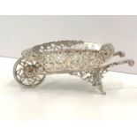 Large antique silver wheelbarrow basket measures approx 18cm my 9cm Chester silver hallmarks