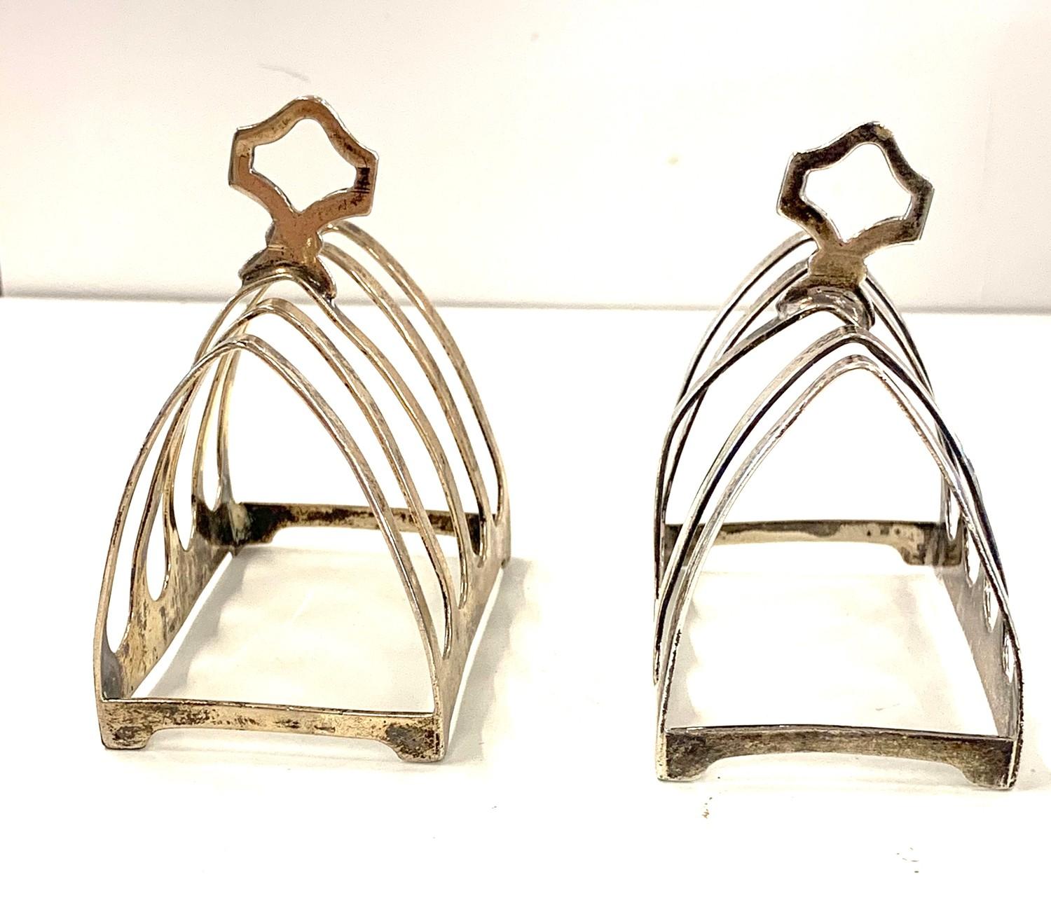 Pair of hallmarked silver toast racks