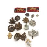 Selection of military cap badges etc