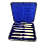 Boxed set of silver bladed knives please see images for details
