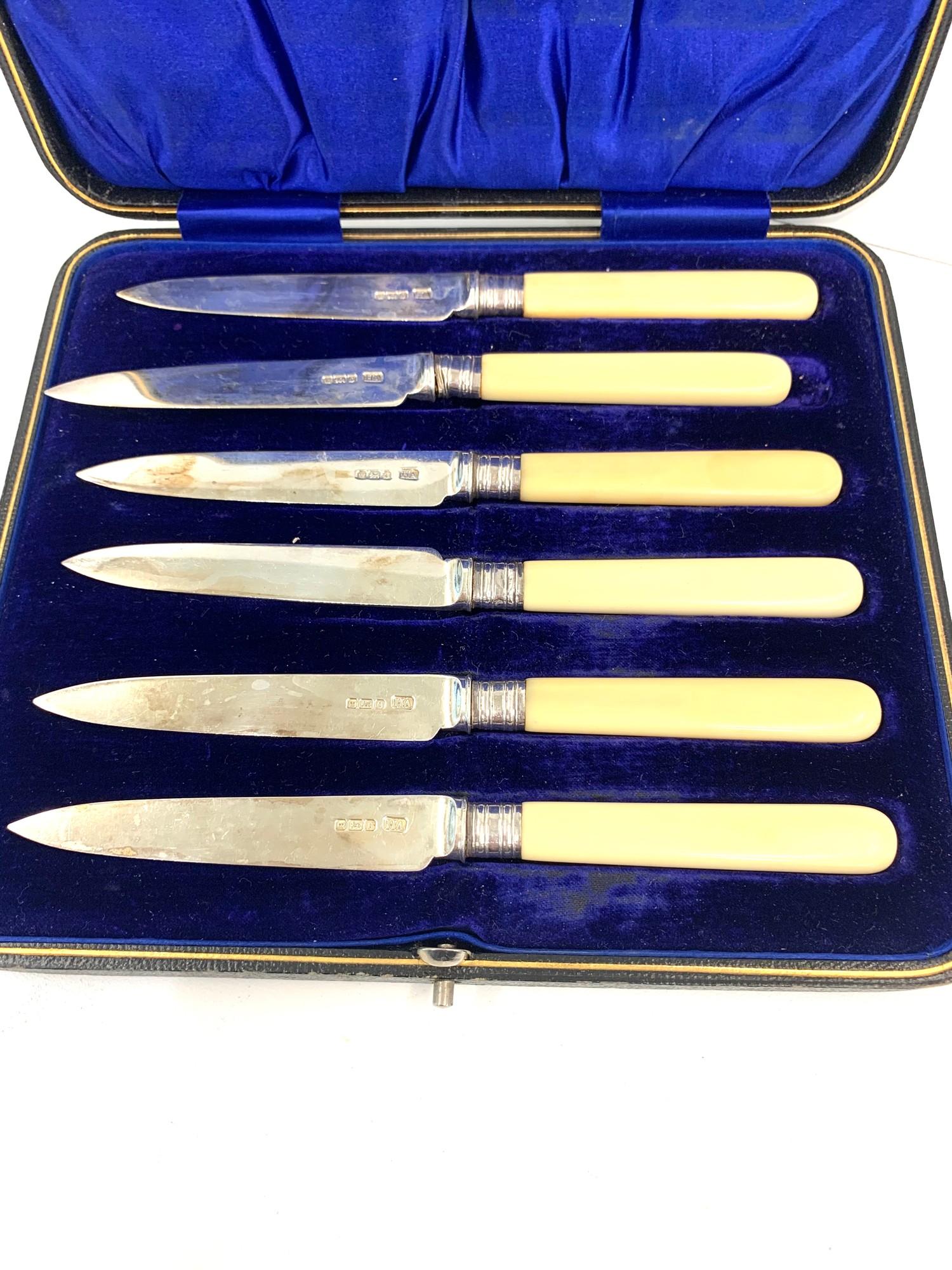 Boxed set of silver bladed knives please see images for details - Image 2 of 3