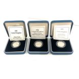 3 Boxed silver proof one pound coins