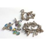 3 vintage charm bracelets total weight 118g