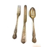 Victorian silver christening set knife fork and spoon weight 90g