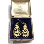 Antique 9ct gold and carved horn earrings