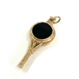 Antique gold stone set watch key