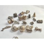 Selection of vintage charm bracelet charms weight 100g