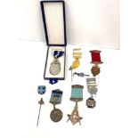 Collection of Masonic jewels and medals stick pins etc please see images for details some hallmarked