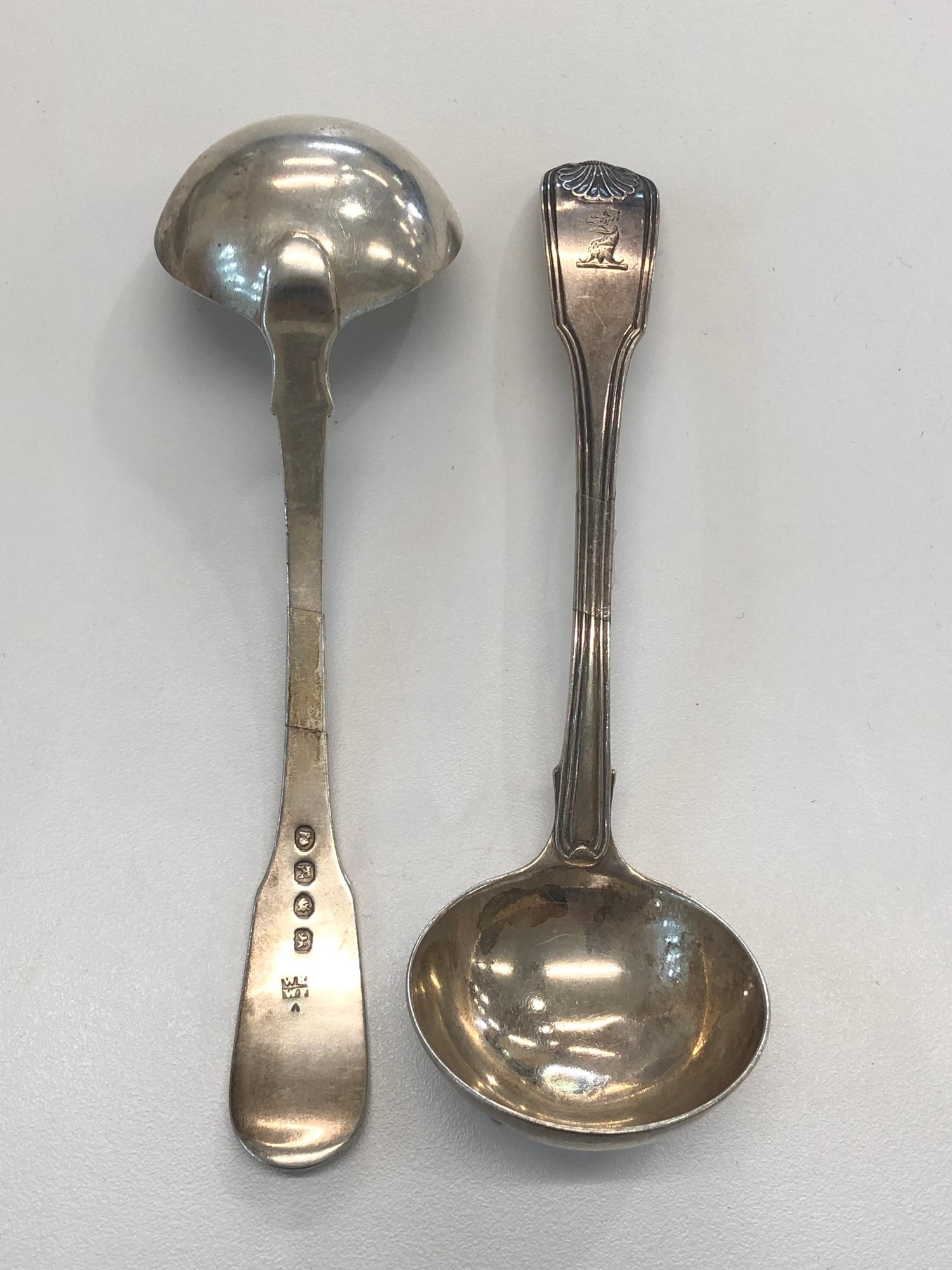 Pair Georgian silver ladles, approximate total weight 121g, London silver hallmarks