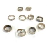 Selection of 10 vintage silver rings